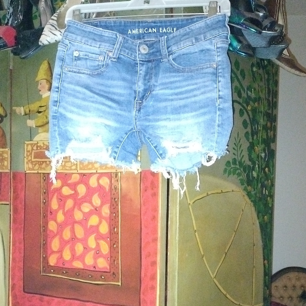 American Eagle Outfitters Light Blue Ripped Women Shorts - Picture 1 of 3